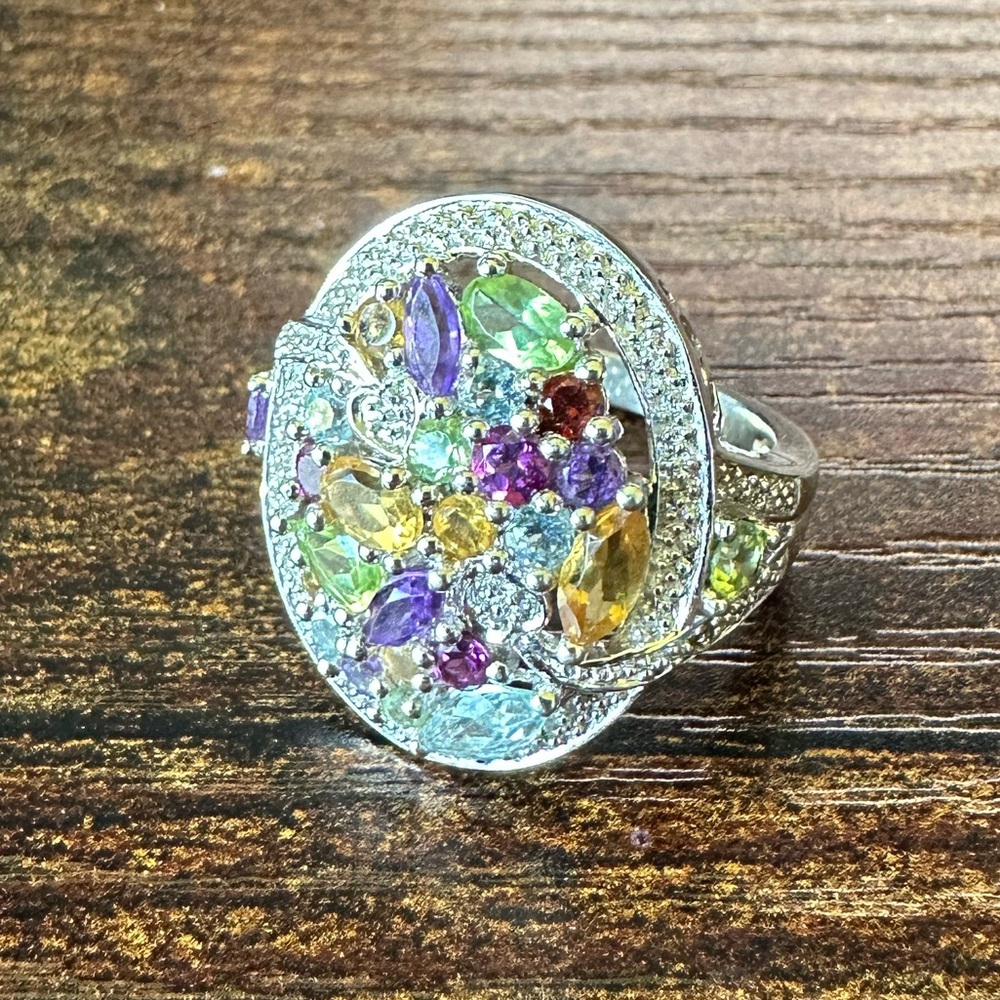 Ross-Simons Sterling Silver Multi-gemstone Oval Ring Size 9